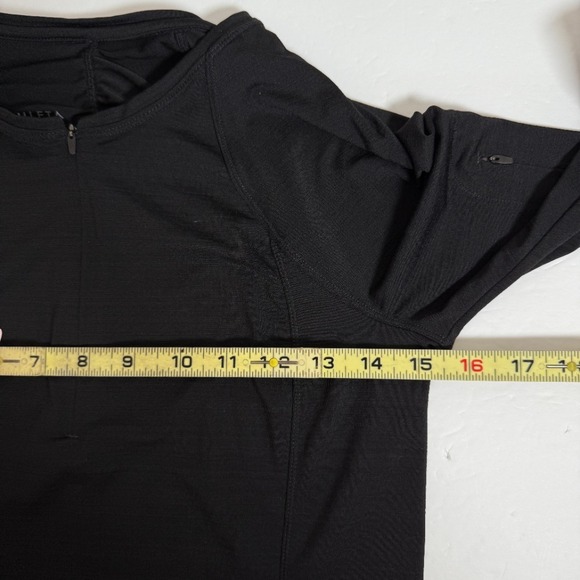 Athleta Long Sleeve Top Ruched Half Zip Thumbholes Athletic Black Shirt Size S - Picture 5 of 6